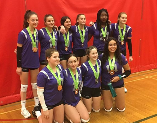 Burlington Defensa girls volleyball teams medals